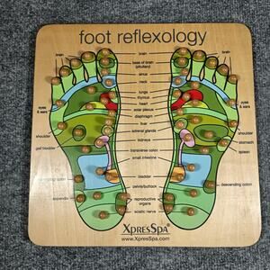 XpresSpa Foot Reflexology Wooden Massage Board Chart Acupressure Tool